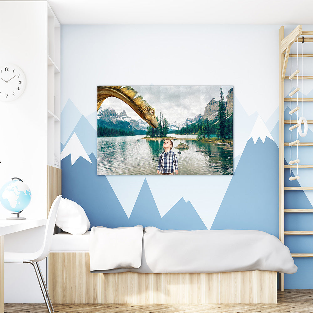 Gepersonaliseerd canvas Nieuwsgierige Dino 3
