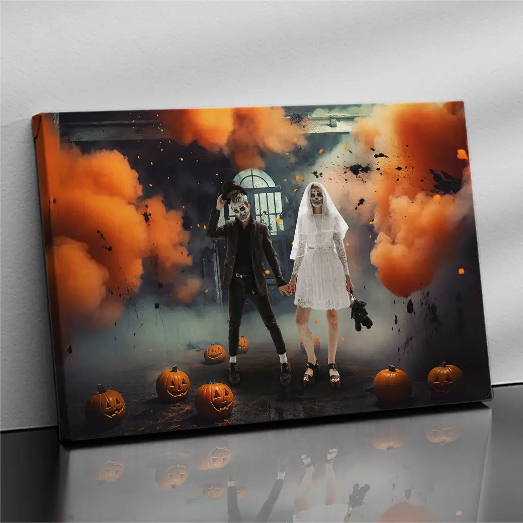Gepersonaliseerd canvas Halloween rookbommen 1