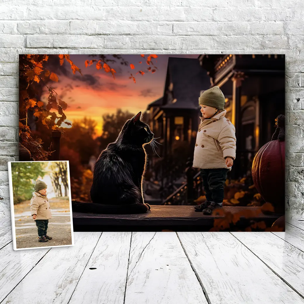 Gepersonaliseerd canvas Zwarte kat 2
