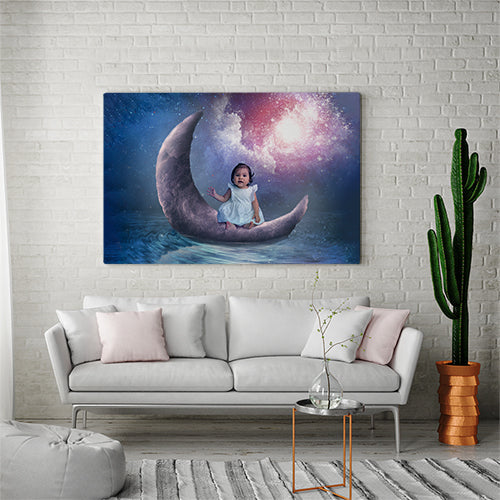Gepersonaliseerd canvas Drijvende maan 2