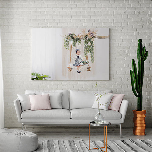 Gepersonaliseerd canvas Witte schommel 2