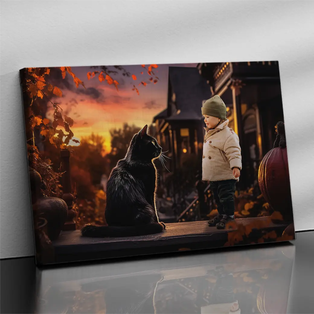 Gepersonaliseerd canvas Zwarte kat 1