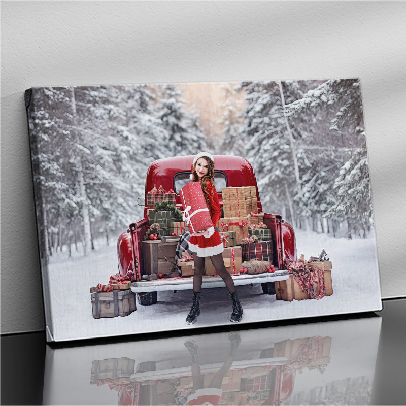 Gepersonaliseerd canvas Cadeautruck voor de feestdagen 1