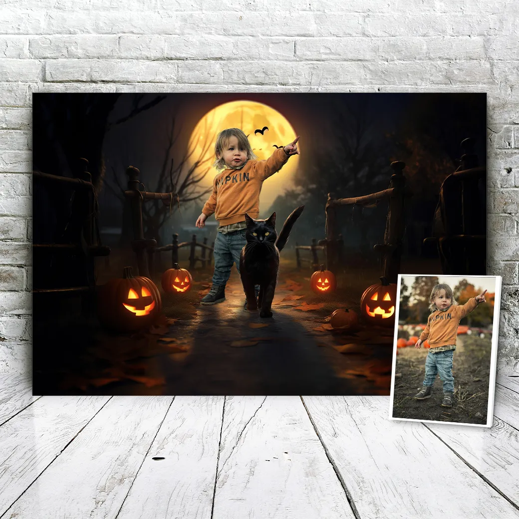 Gepersonaliseerd canvas Maanverlicht silhouet 3