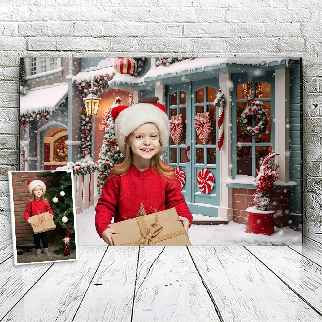 Gepersonaliseerd canvas Kerstdorp 2