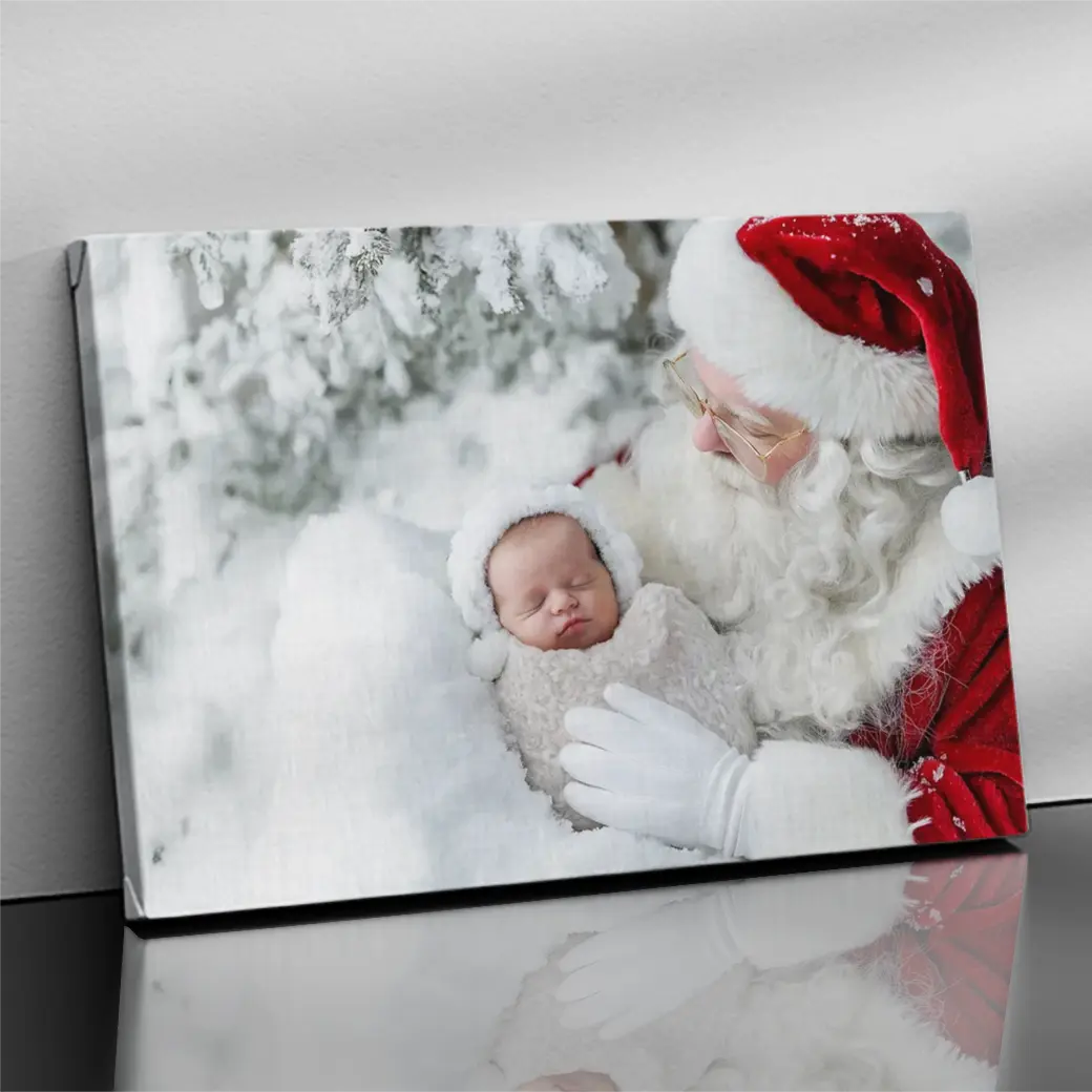 Gepersonaliseerd canvas In de armen van de Kerstman 1