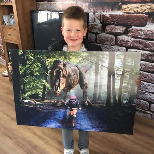 Klant met Dino Forest canvas