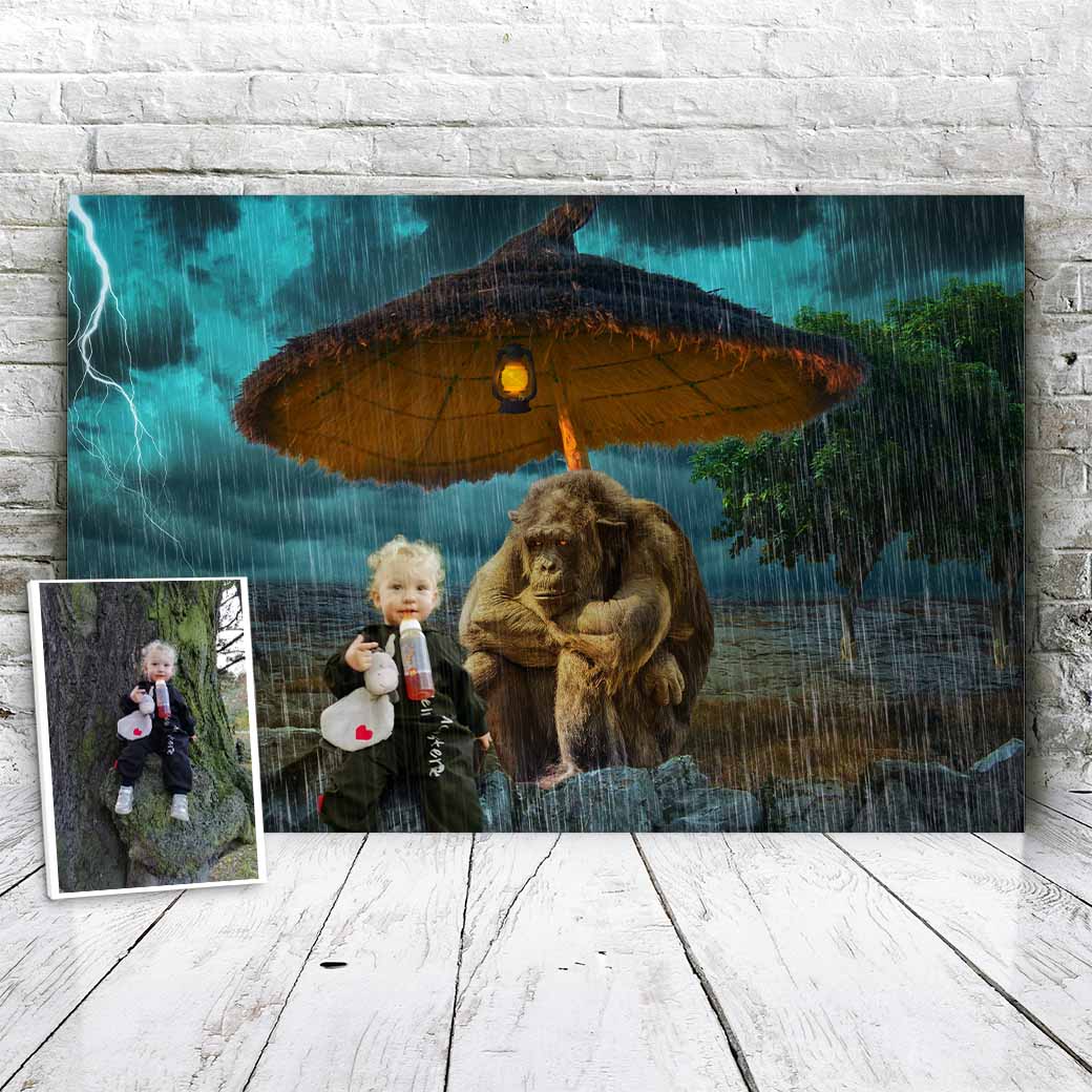 Aap in de regen - Unieke Foto