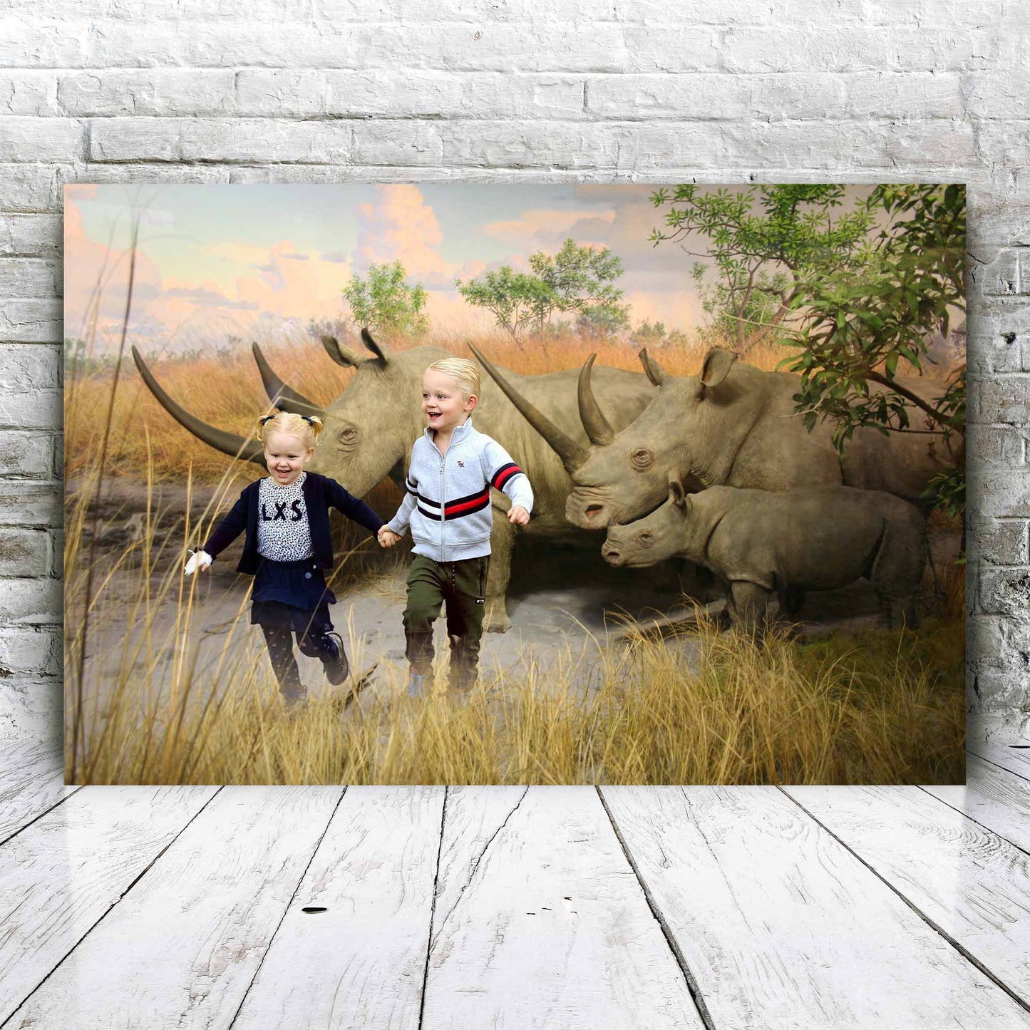 Neushoorn familie - Unieke Foto