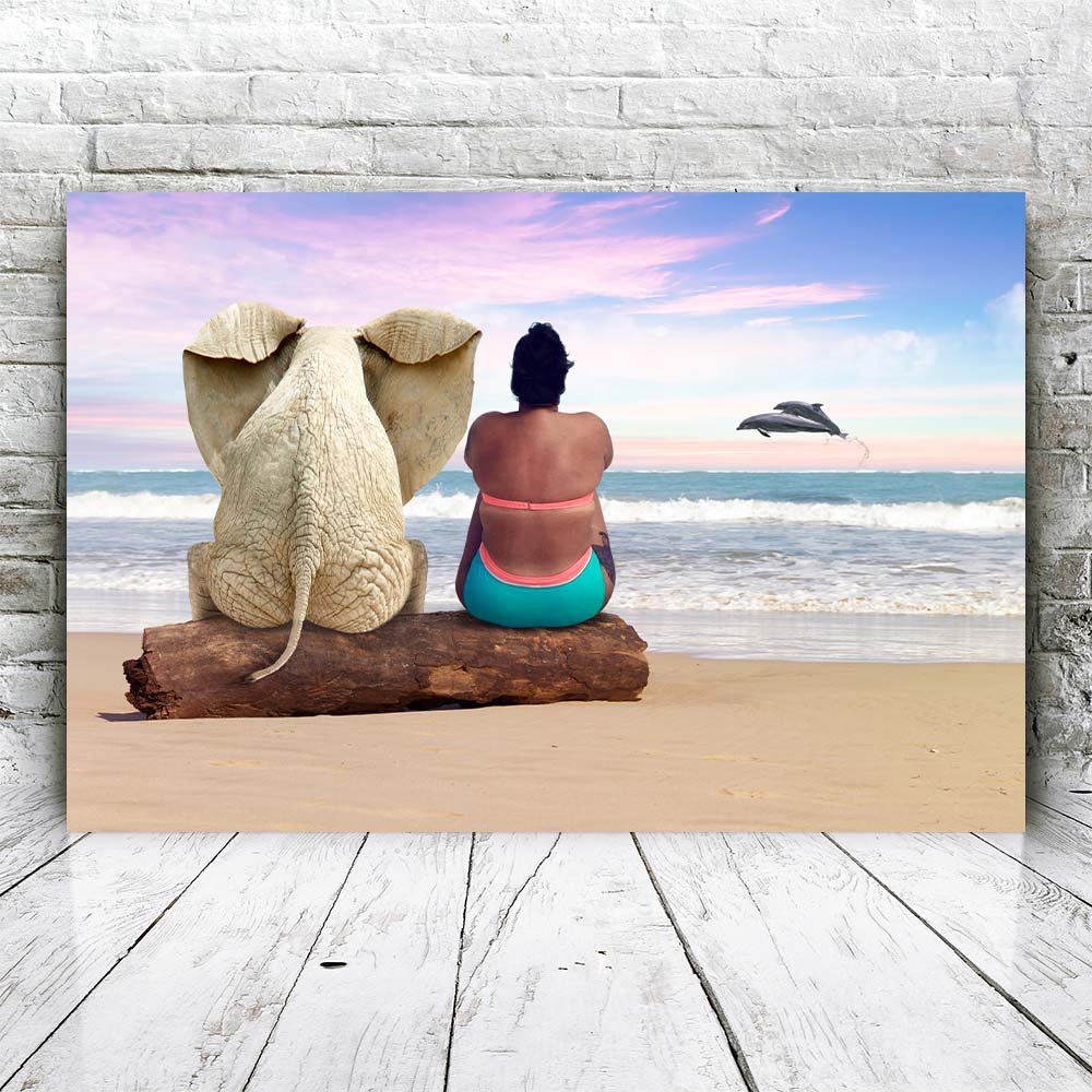 Olifant op het strand - Unieke Foto