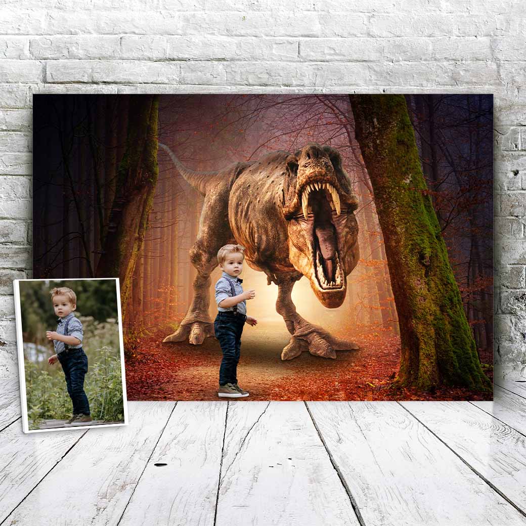 Rennende dino - Unieke Foto