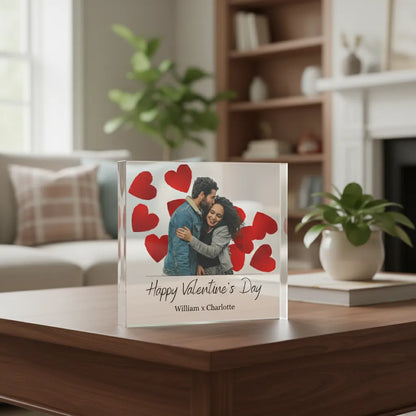 Acrylfotoblok - Valentijnshartjes