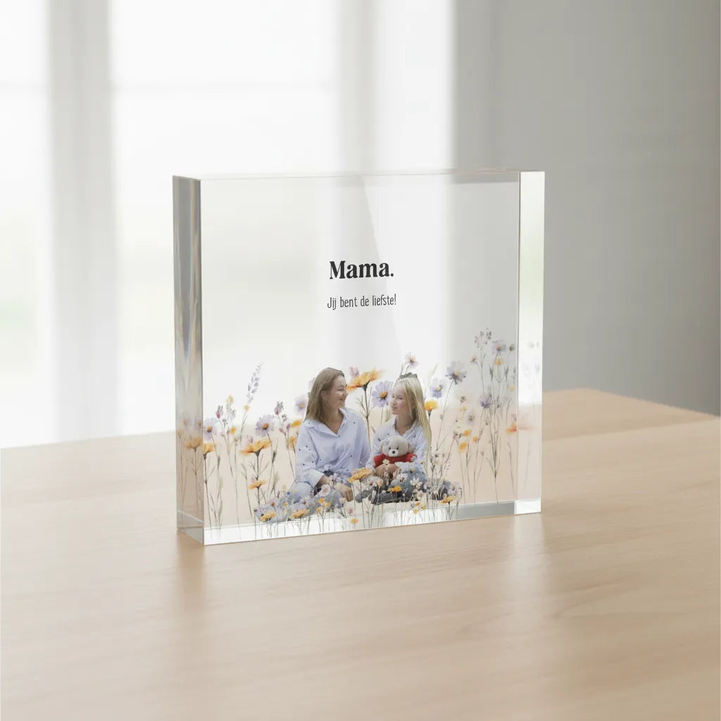 Foto op Glasblok | Tussen de bloemen - Unieke Foto
