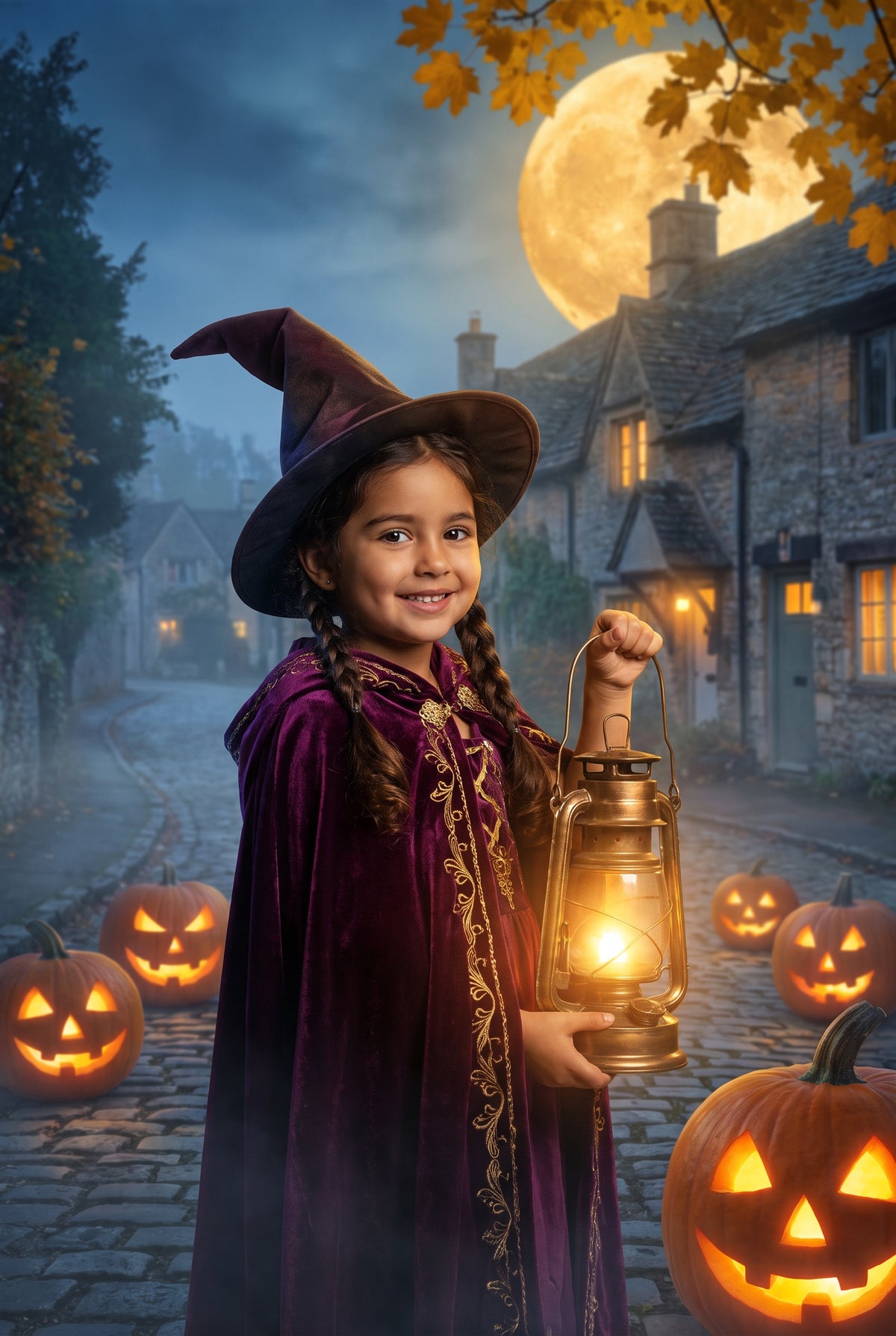 Personalized witch and wizard Halloween artwork shown on canvas