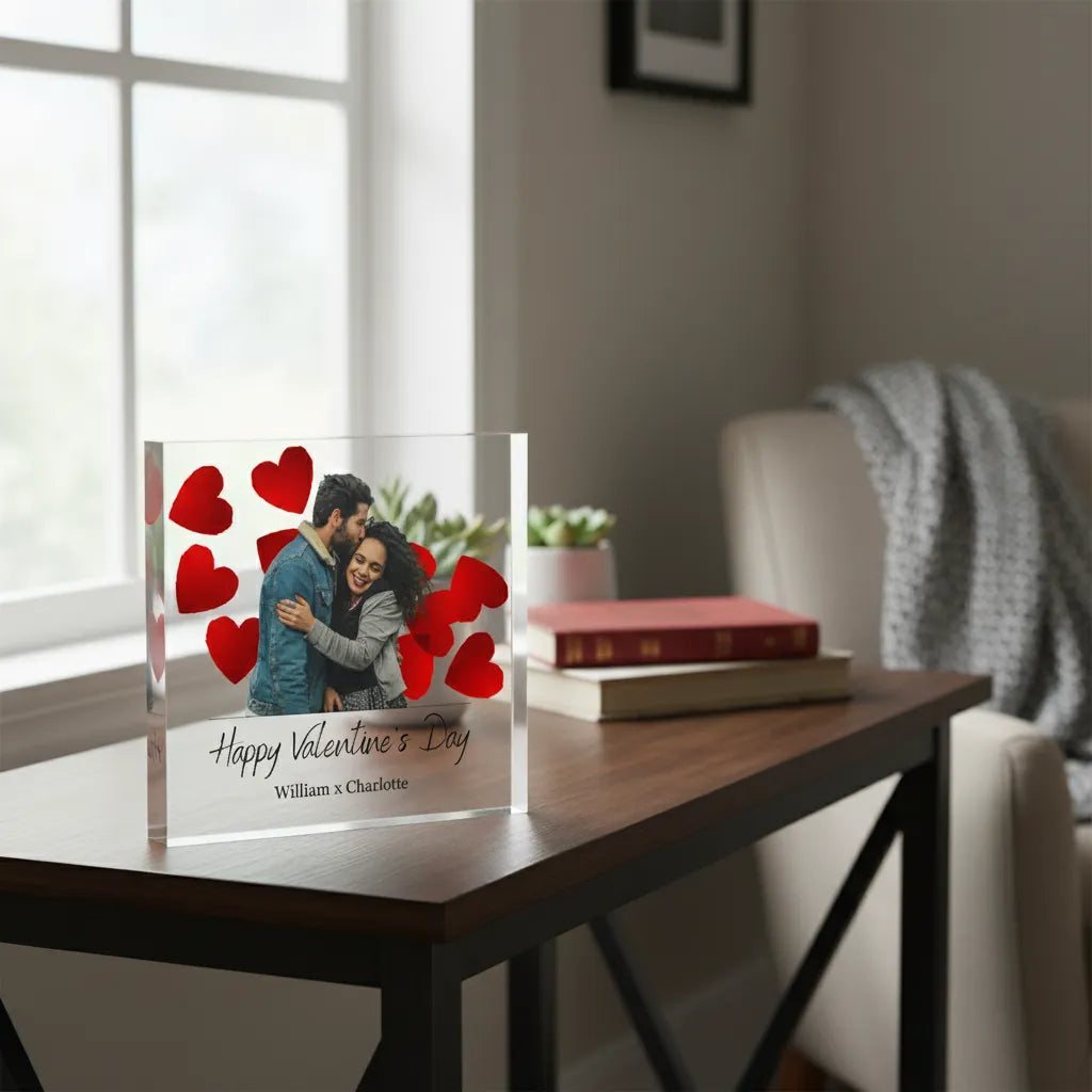 Acrylfotoblok - Valentijnshartjes