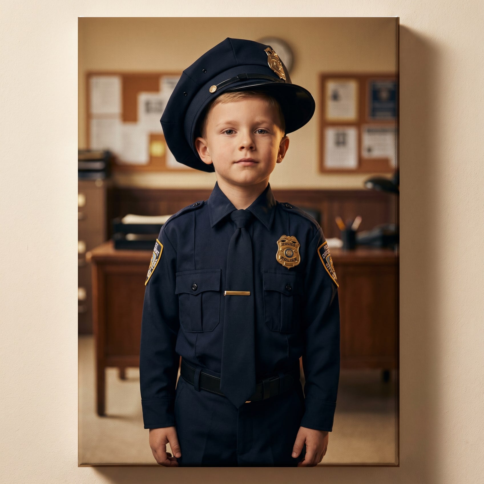 Personalized police officer artwork shown on canvas