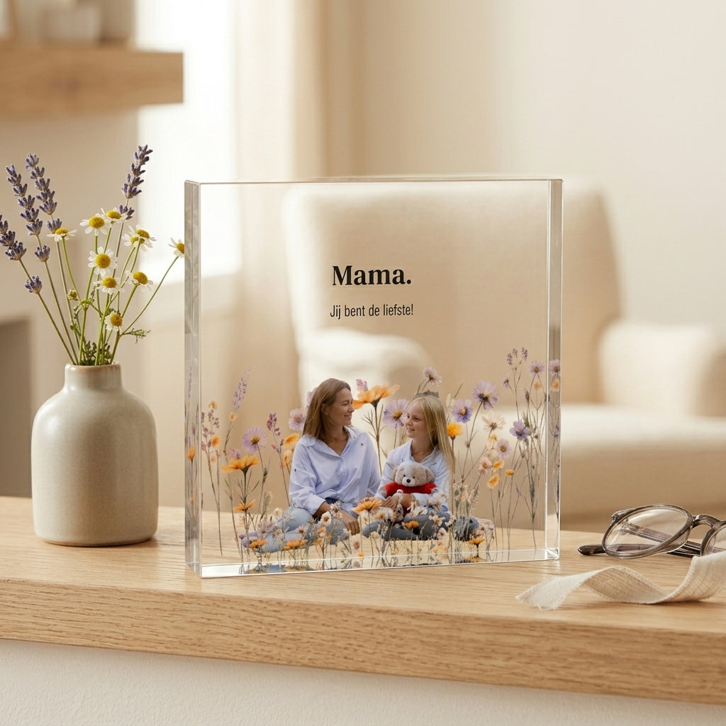 Foto op Glasblok | Tussen de bloemen - Unieke Foto