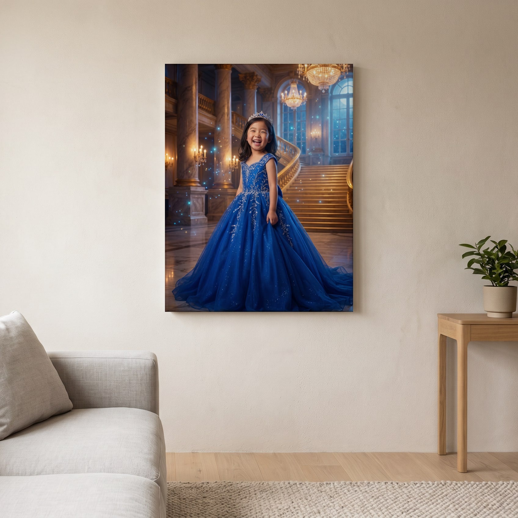 Personalized princess artwork shown on canvas