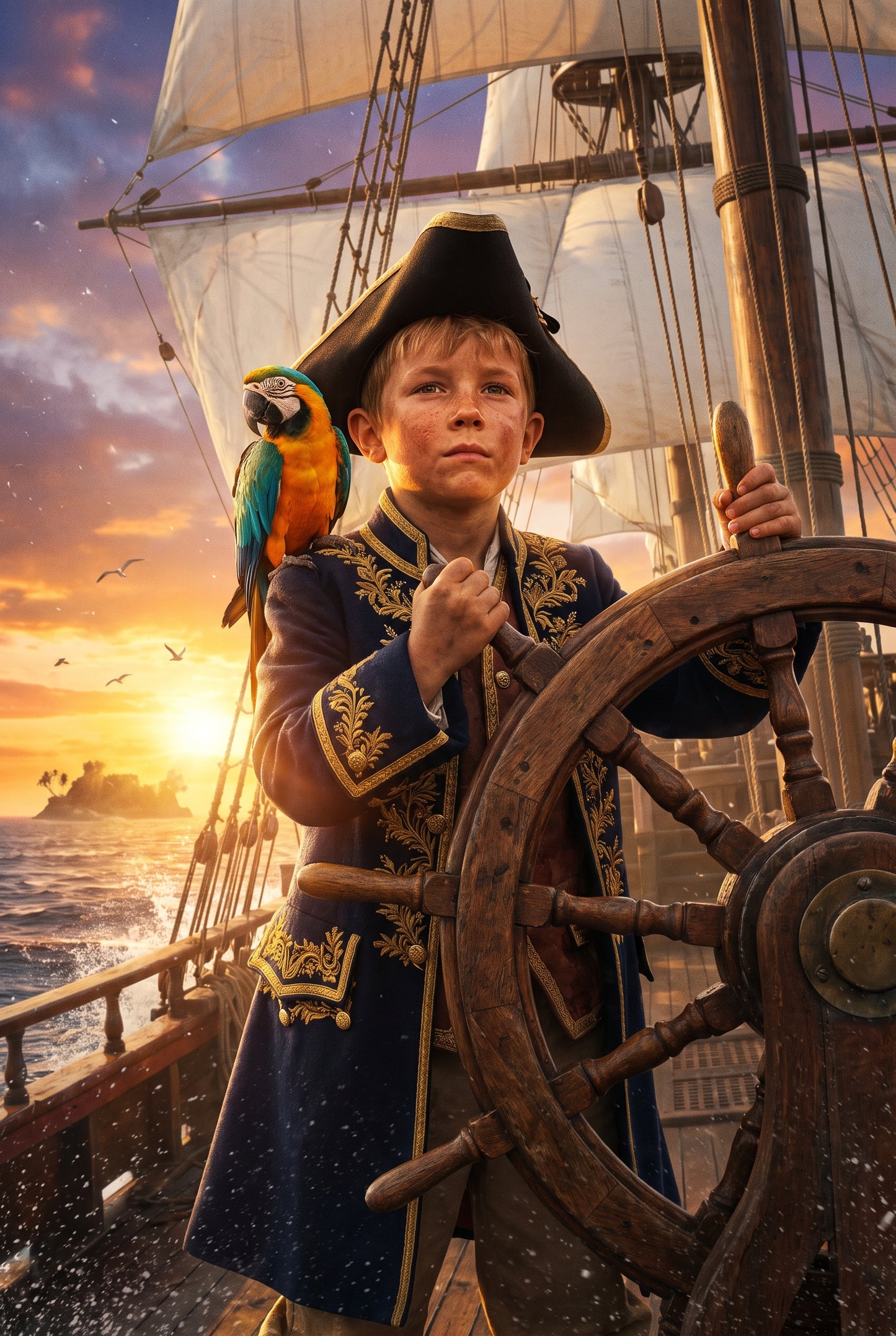 Personalized pirate captain artwork shown on canvas