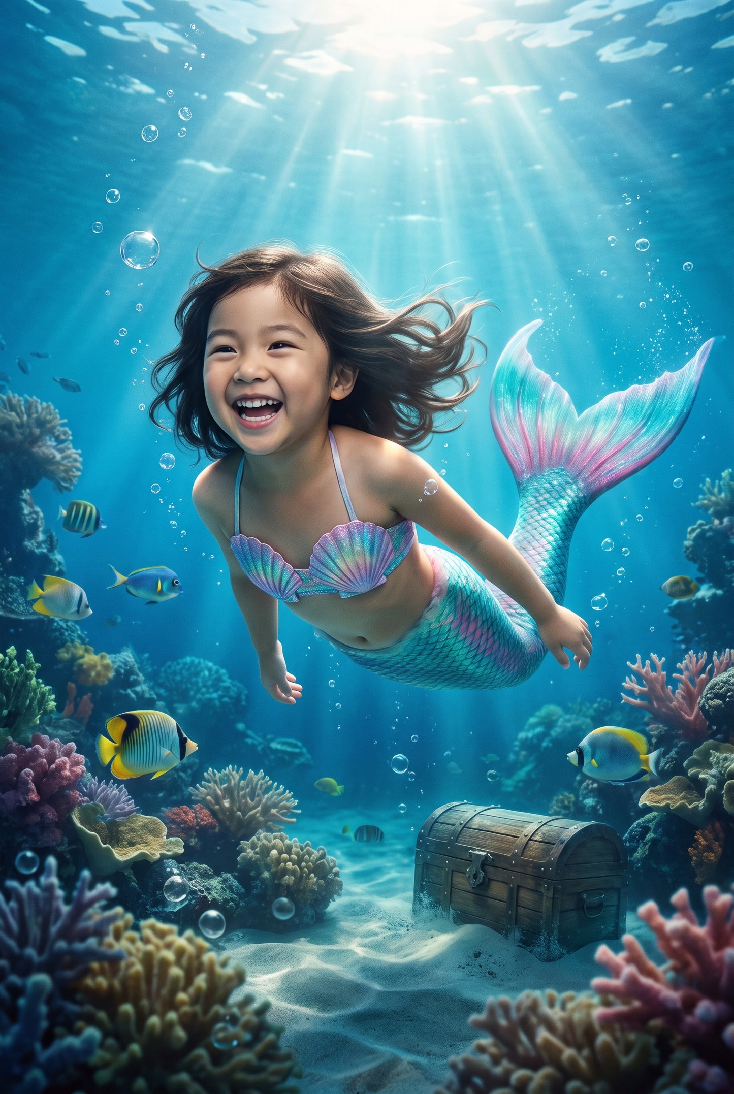 Personalized mermaid artwork shown on canvas