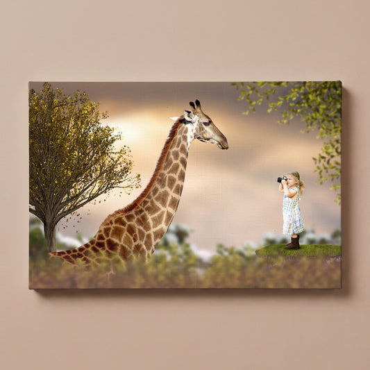 Personalized Sweet Giraffe portrait canvas