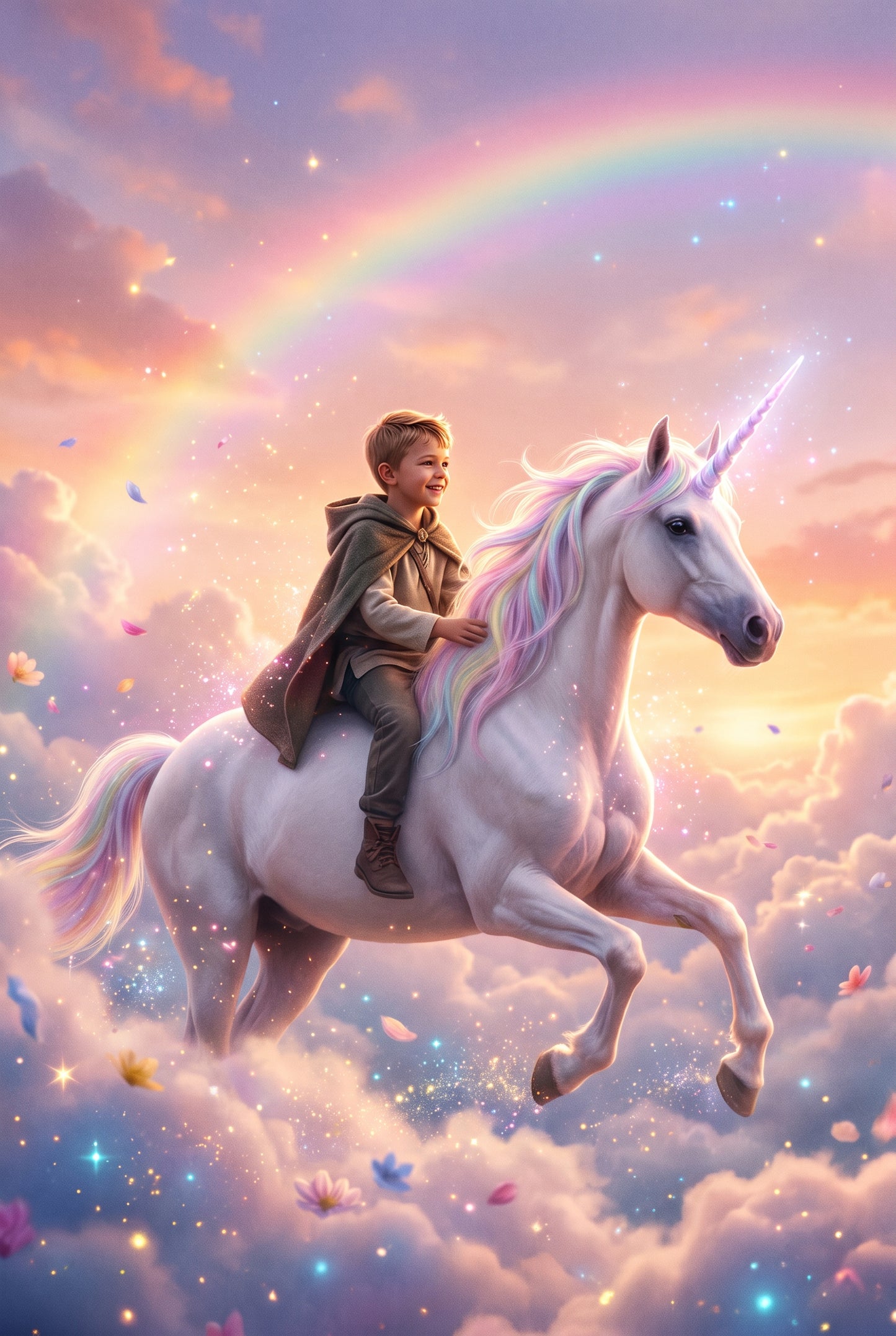 Personalized unicorn rider artwork shown on canvas