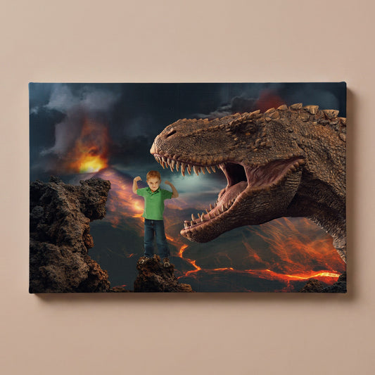 Personalized Hungry Dino portrait canvas