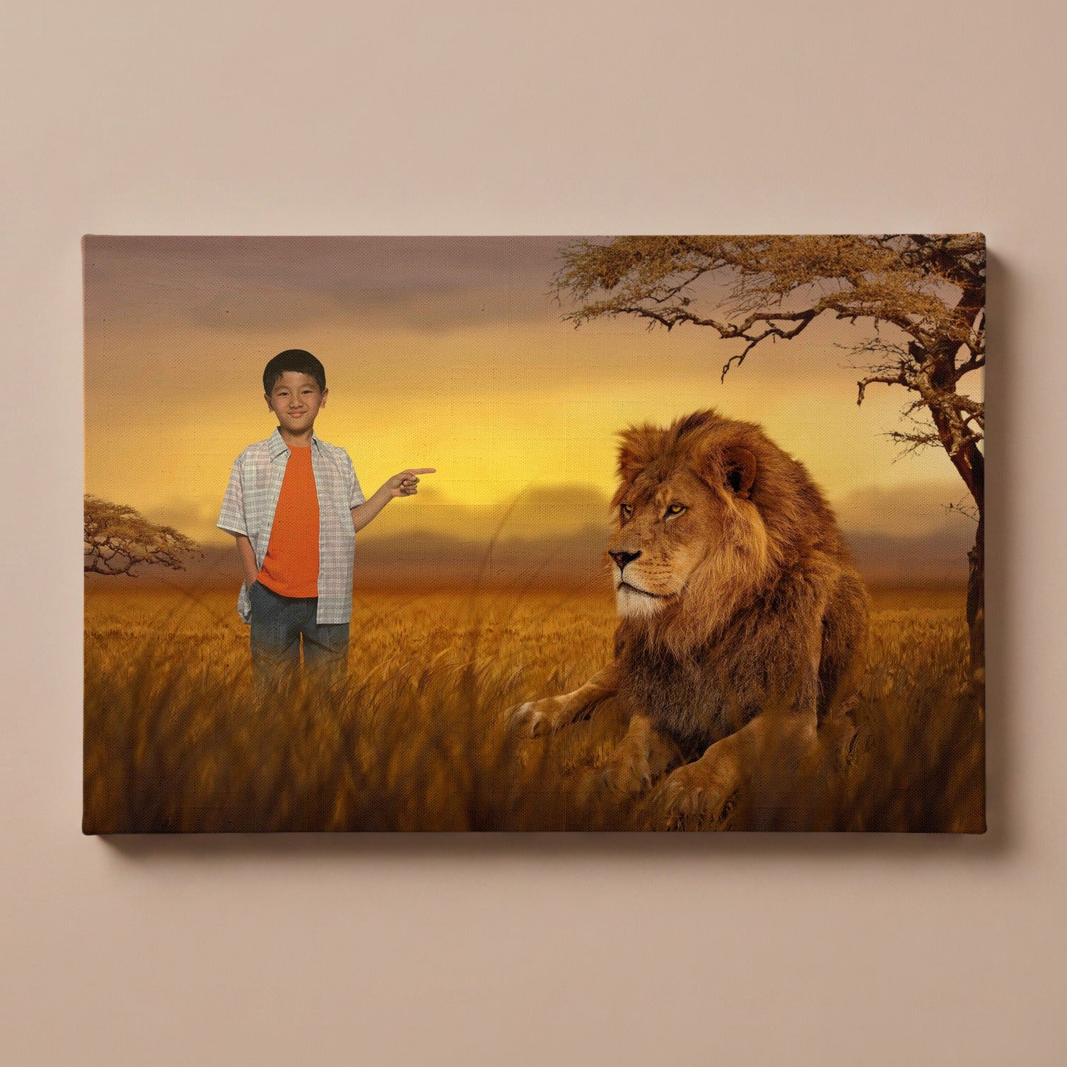 Personalized Quiet Lion portrait canvas