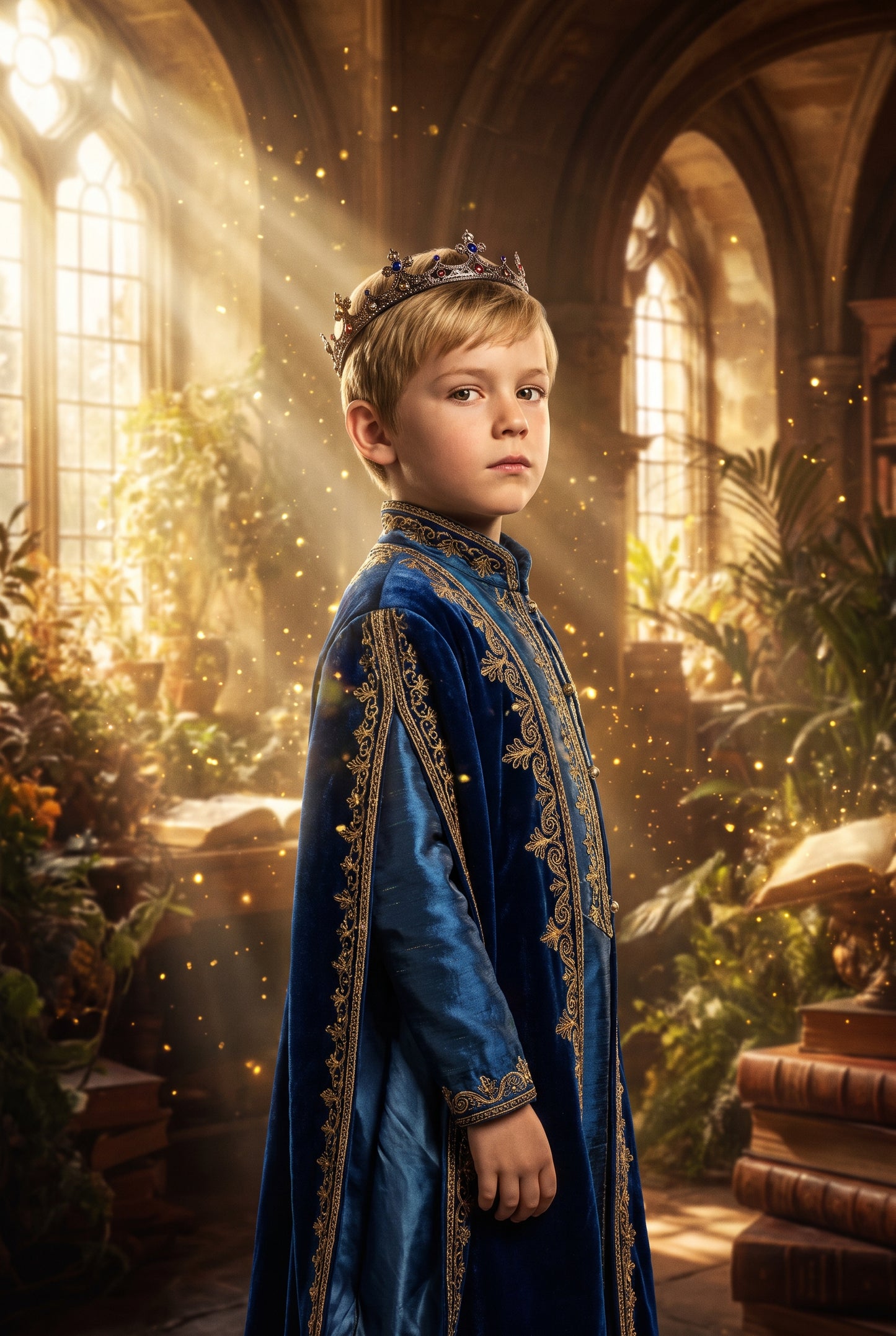 Personalized royal portrait artwork shown on canvas