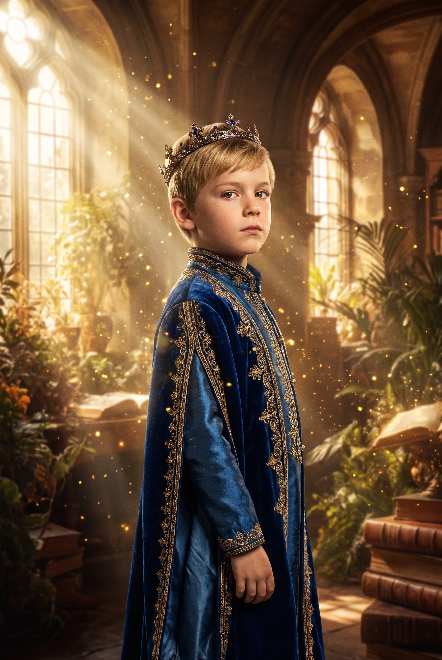 Personalized royal portrait artwork shown on canvas