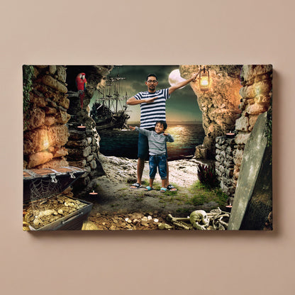Personalized Pirate Treasure portrait canvas