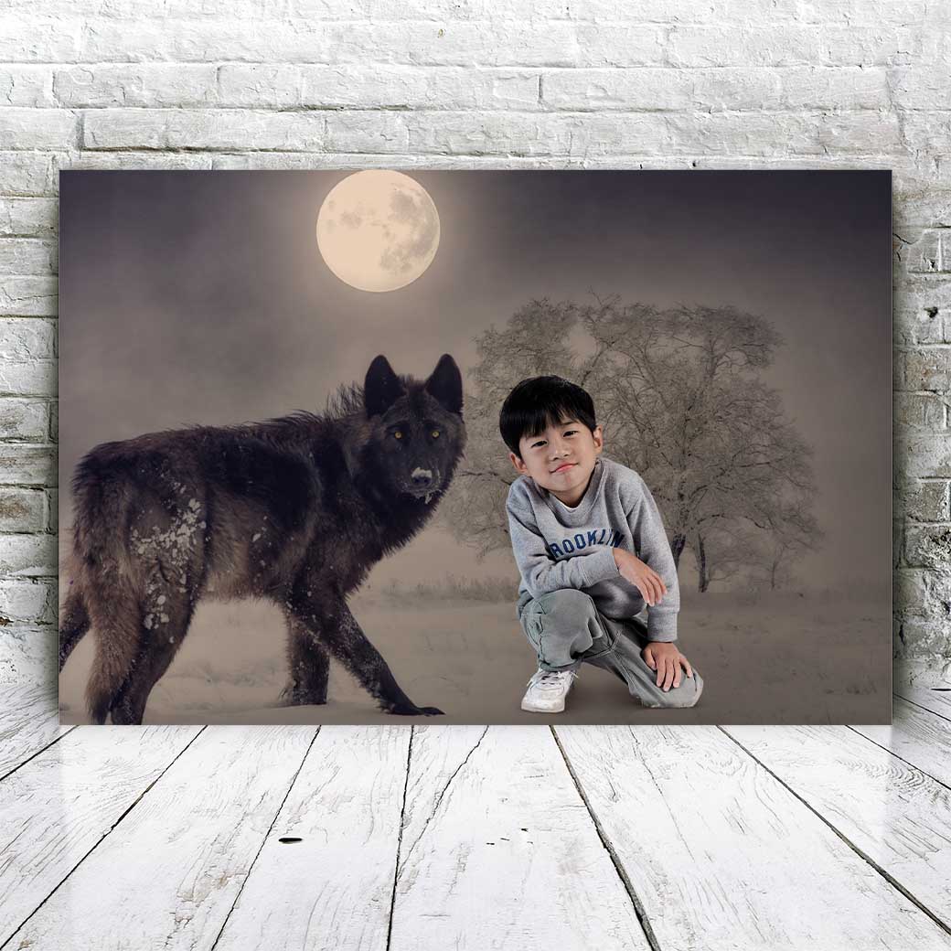 Wolf bij Maneschijn - Unieke Foto